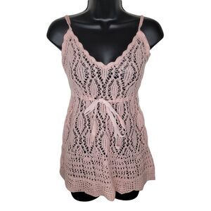 Express pink crochet wool blend camisole tank top y2k medium